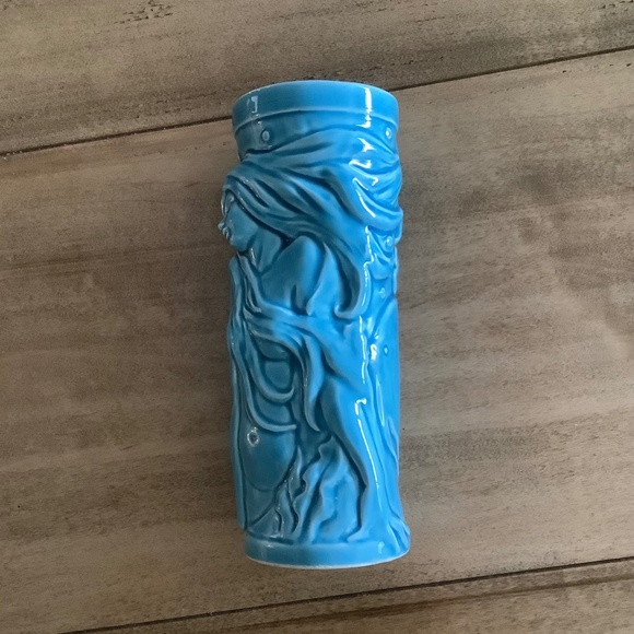 VIintage Turquoise Orchids of Hawaii Mermaid Fish Tiki Mug Vase R-99 - Picture 2 of 8